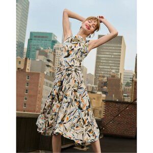 NWT MM LaFleur DiemMy  Silk Midi Dress Sketchbook Floral Multicolor 10